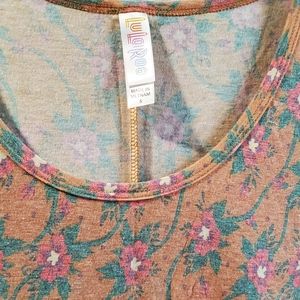Lularoe sz S peach floral print perfect T tee shirt